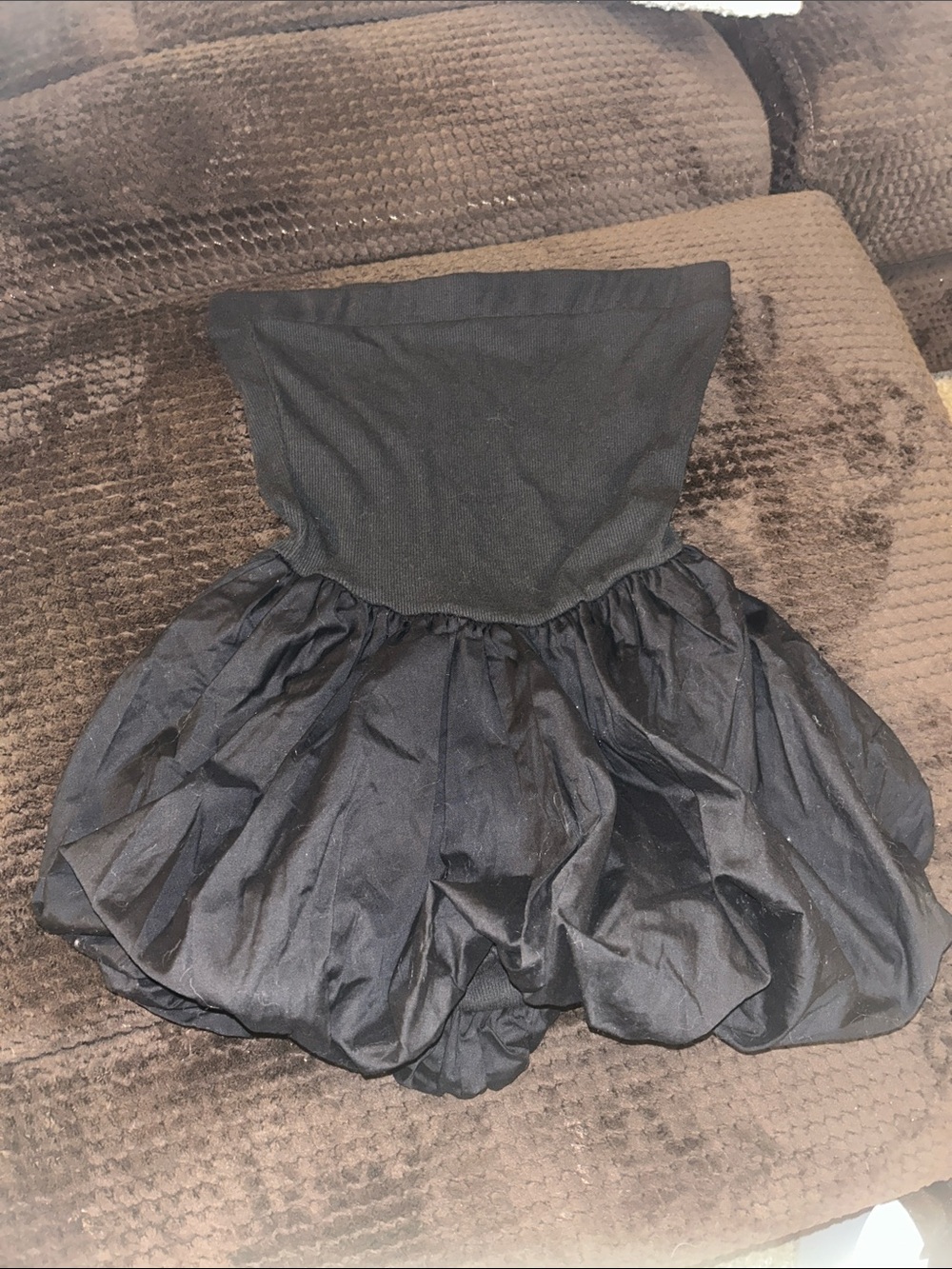 Bijou Black Strapless Bubble Hem Micro Mini Dress Size Medium Y2K super short